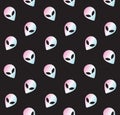 Vector seamless pattern of holographic alien face