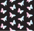 Vector seamless pattern of holographic butterfly