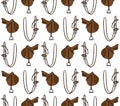 Vector seamless pattern of horse bridle and saddle Royalty Free Stock Photo