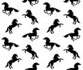 Vector seamless pattern of horse silhouette