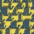 Vector seamless pattern with houses