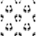 Vector seamless pattern of human footprints. a pattern of black silhouette of feet geometrically arranged on a white background