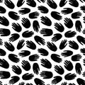 Vector seamless pattern with human hand imprints. Ink brush texture.