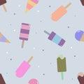 Vector seamless pattern with ice cream