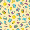 Vector seamless pattern with icons set of stationery Royalty Free Stock Photo