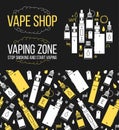 Vector seamless pattern and icons set for vape shop