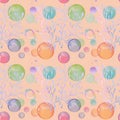Vector seamless pattern illustration, bubbles, algae Royalty Free Stock Photo