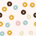 Vector seamless pattern illustration of donuts in cartoon design on light Royalty Free Stock Photo