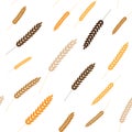 Vector seamless pattern illustration ears of wheat. Beer, oktoberfest, background. For bakery package, bread products. Autumn Royalty Free Stock Photo