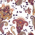 Vector seamless pattern. Indian floral backdrop. Paisley. Fashion style. Design for fabric