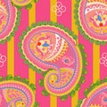 Vector seamless pattern. Indian floral ornament. Colorful decorative wallpaper. Paisley and plants. Vector illustration Royalty Free Stock Photo