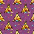 Vector seamless pattern with indian wigwam for kids room