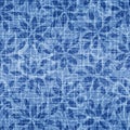 Vector seamless pattern. Indigo grunge texture fabric. Blue abstract flowers background. Modern denim textures. Fashion irregular Royalty Free Stock Photo