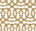 Vector seamless pattern of intersected golden chains