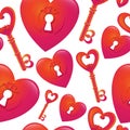 Vector seamless pattern with key and heart Royalty Free Stock Photo