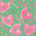 Vector seamless pattern with key and heart Royalty Free Stock Photo