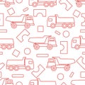 Vector seamless pattern kid toys Dump truck blocks