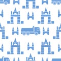 Vector seamless pattern kid toys Dump truck blocks