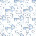 Vector seamless pattern kid toys Dump truck blocks