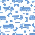 Vector seamless pattern kid toys Dump truck blocks