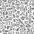 Vector seamless pattern of kitchen equipments.