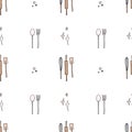 Vector seamless pattern with kitchen tools. Hand drawn illustration. Repeat ornament Royalty Free Stock Photo