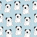 Vector seamless pattern with Koalas. The cartoon style. Drawing by hand