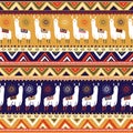 Vector seamless pattern with lamas and geometrical ornaments. Royalty Free Stock Photo