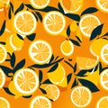 Vector seamless pattern with lemons and oranges. Citrus background. generative AI