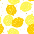 Vector seamless pattern with lemons and seeds.. Yellow fruit on a white background Royalty Free Stock Photo