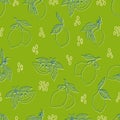 vector seamless pattern limes and sliced lemons on a lime background. Summer lemon pattern for background, fabric, paper, textile Royalty Free Stock Photo