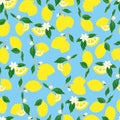 vector seamless pattern lemons and sliced lemons on a pink background. Summer lemon pattern for background, fabric, paper, textile Royalty Free Stock Photo