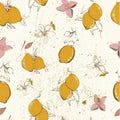 Vector seamless pattern with lemons . white background