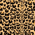 Vector seamless pattern with leopard fur texture. Repeating leopard fur background for textile design, wrapping paper Royalty Free Stock Photo