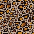 Vector Seamless pattern of leopard skin in yellow on brown background, Wild Animals pattern for textile or wall paper