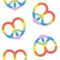 Vector seamless pattern of lgbt heart peace sign Royalty Free Stock Photo