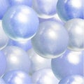 Vector Seamless Pattern, Light Blue Background with Realistic Pearly Balls, Bubbles.