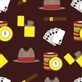 Vector seamless pattern with lighters, playing cards