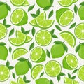 Vector seamless pattern with lime fruits. Citrus repeated background. Vector illustration for design and print
