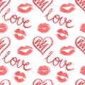 Vector seamless pattern - lips prints Royalty Free Stock Photo