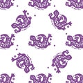 Vector Seamless pattern with lizards tribal