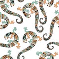 Vector seamless pattern with lizards. Royalty Free Stock Photo