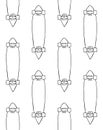 Vector seamless pattern of longboard skateboard