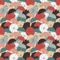 Vector seamless pattern - lots of colorful umbrellas, autumn print