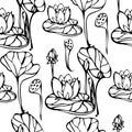 Vector seamless pattern with lotus flower Royalty Free Stock Photo