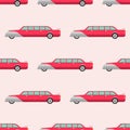 Vector seamless pattern luxury limousine long car transportation detailed auto business transport design pickup