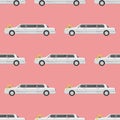Vector seamless pattern luxury limousine long car transportation detailed auto business transport design pickup