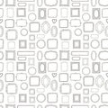 Vector seamless pattern, made of vintage photo frames, hand drawn doodle style. Royalty Free Stock Photo