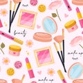 Seamless pattern with make up elements Royalty Free Stock Photo