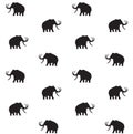 Vector seamless pattern of mammoth silhouette